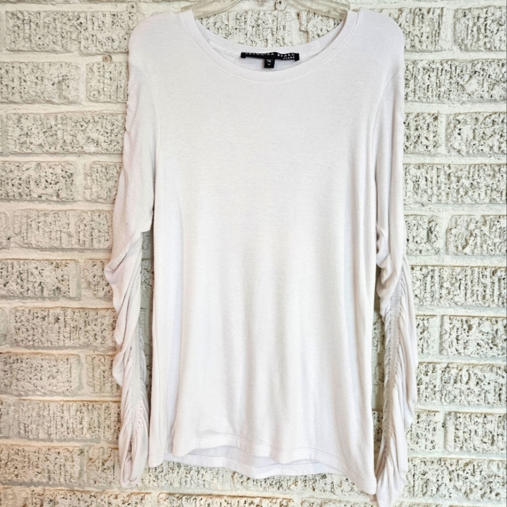 Veronica Beard Jeans Clement Ruched Long Sleeve Top - Picture 2 of 5